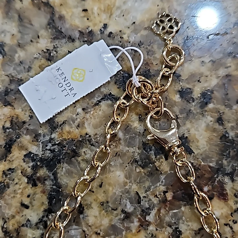 NWT KENDRA SCOTT Rebecca Labadorite Grey ‎ Stones Gold Double Strand Necklace